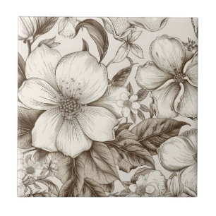 Carreau Vintage Floral Sepia Motif (14)