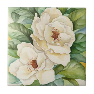Carreau Vintage florale de couleur d'eau blanche du Magnol