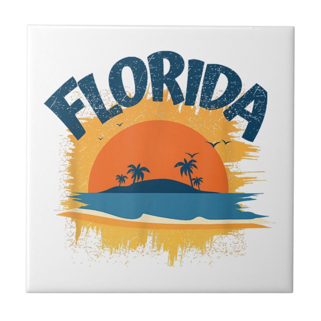 Carreau Vintage Florida Retro Tee Design Sunshine (Devant)