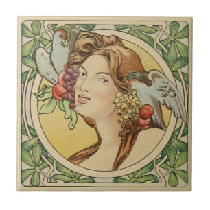Carreau Vintage Française Art Nouveau Céramique