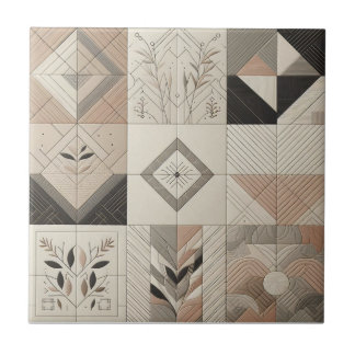 Carreau Vintage Géométrique Chocolat Noir doux