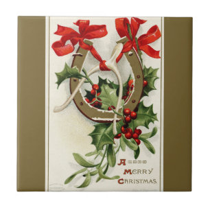 Carreau Vintage Golden Horseshoe Wishbone Bronze Noël