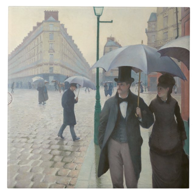 Carreau Vintage Gustave Caillebott Paris Street Rainy Day (Devant)