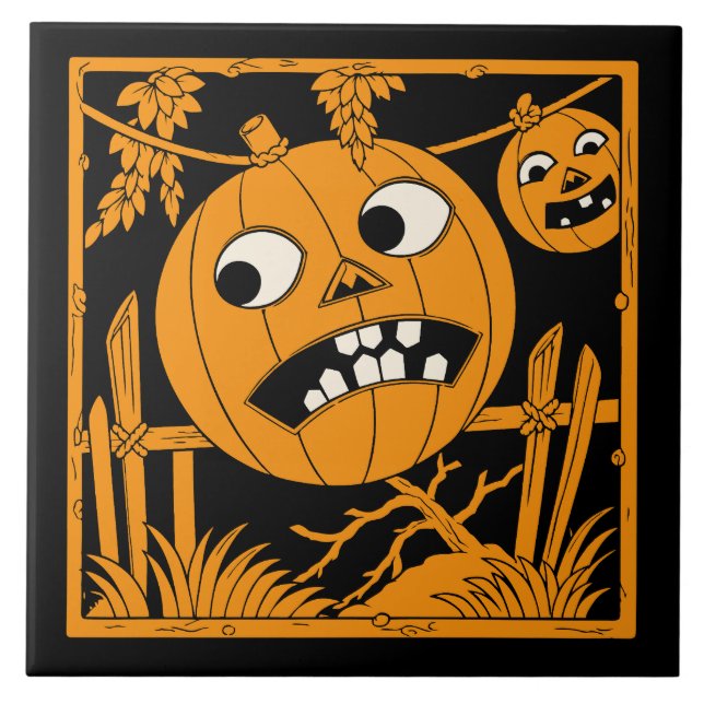 Carreau vintage Halloween Jack O'Lantern (Devant)