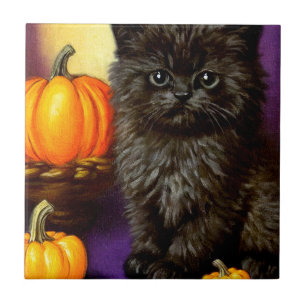 Carreau Vintage Halloween Kitten