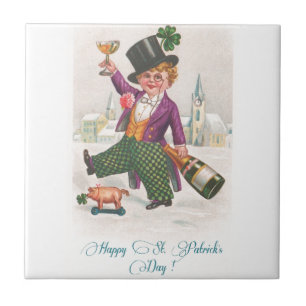 Carreau Vintage Happy Jour de la Saint Patrick Shamrock Ch