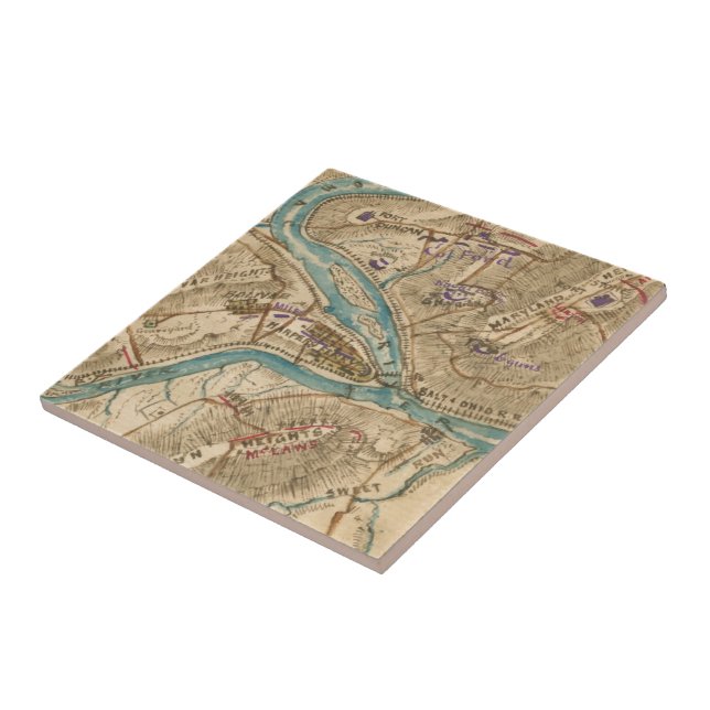 Carreau Vintage Harpers Ferry Civil War Map (1862) (Côté)