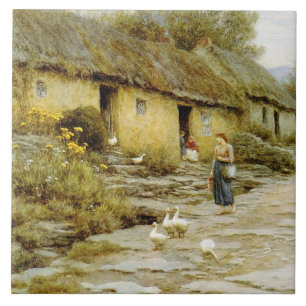Carreau Vintage Helen Allingham Irish Cottage