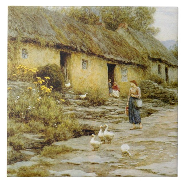 Carreau Vintage Helen Allingham Irish Cottage (Devant)