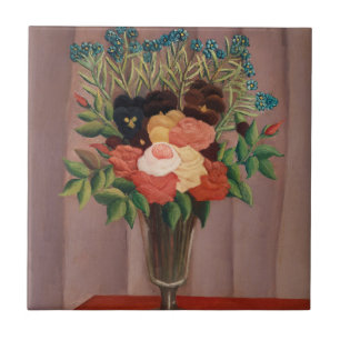 Carreau Vintage Henri Rousseau Fleurs de Cottage Français