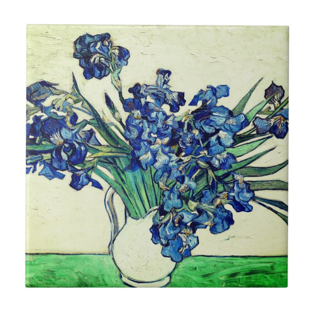 Carreau Vintage Irises (1890) par Vincent Van Gogh  (Devant)