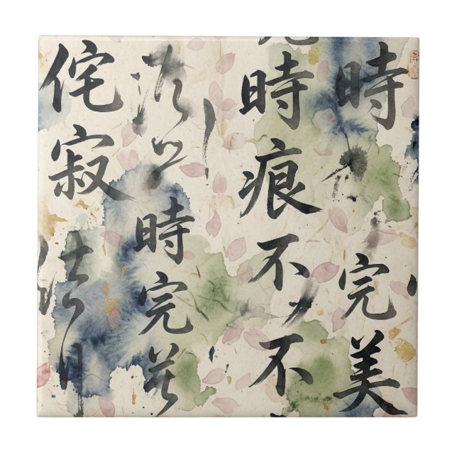 Carreau Vintage Japanese Calligraphy Art (9) (Devant)