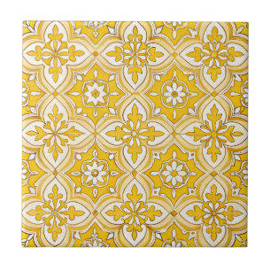 Carreau Vintage jaune Azulejo portugais