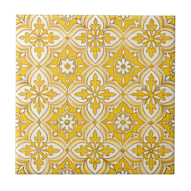 Carreau Vintage jaune Azulejo portugais (Devant)