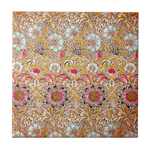 Carreau Vintage jaune rose William Morris's Corncockle