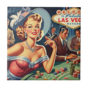 Carreau Vintage Las Vegas Casino Pin Up