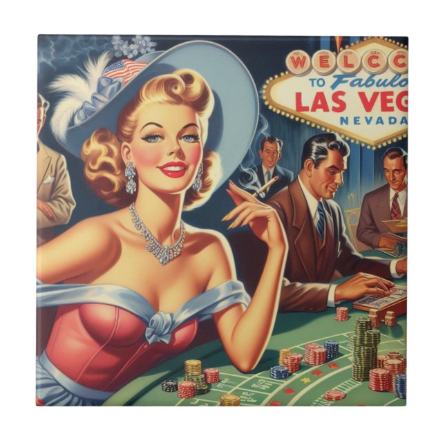 Carreau Vintage Las Vegas Casino Pin Up (Devant)