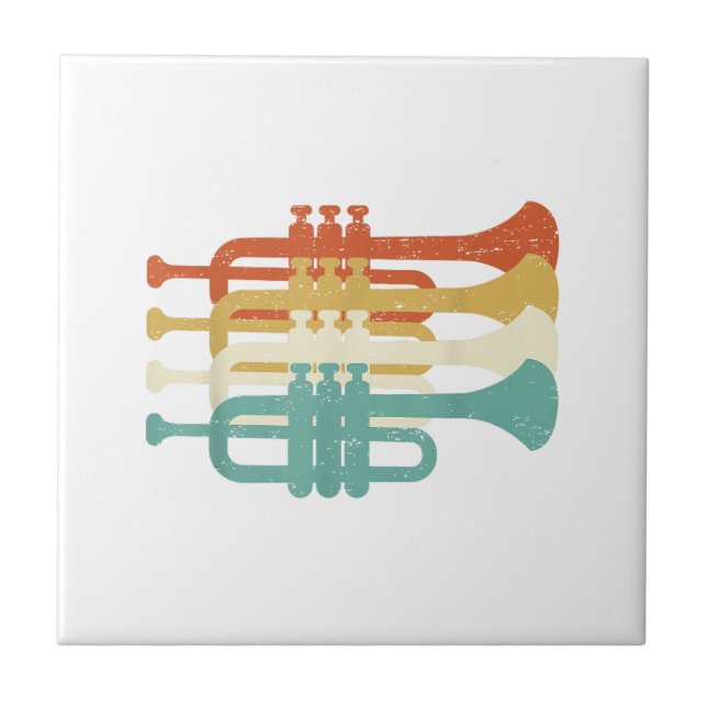 Carreau Vintage Marching Band Trumpet Player Retro Design  (Devant)