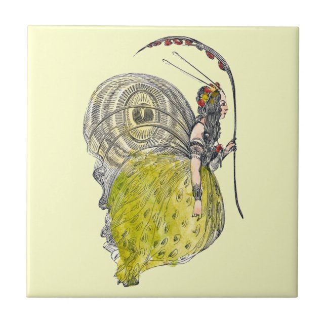 Carreau Vintage Mignonne Imaginaire Papillon Fée avec aile (Devant)