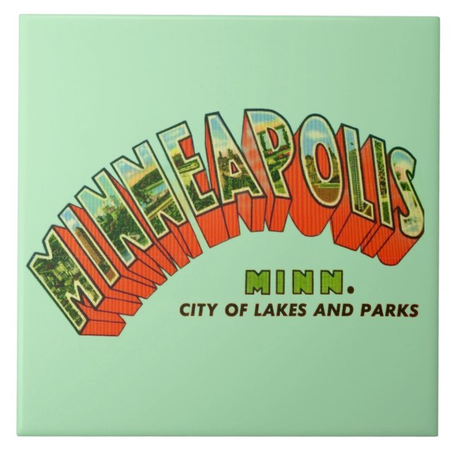 Carreau Vintage Minneapolis Postcard Tile (Devant)