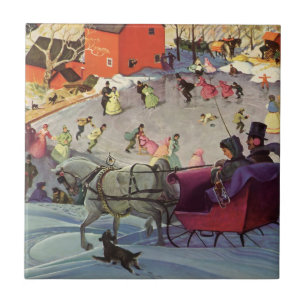 Carreau Vintage Noël, Amour et Romance Sleigh Ride