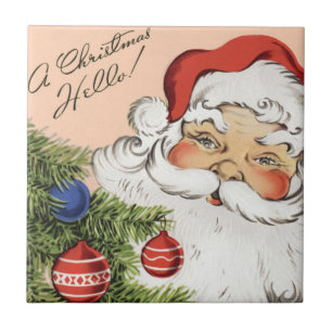 Carreau Vintage Noël Bonjour ! Jolly Santa Claus