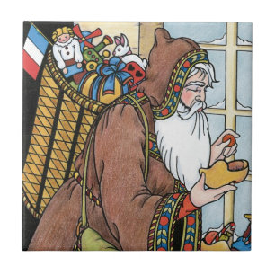 Carreau Vintage Noël, jouets du Père Noël sabots chaussure