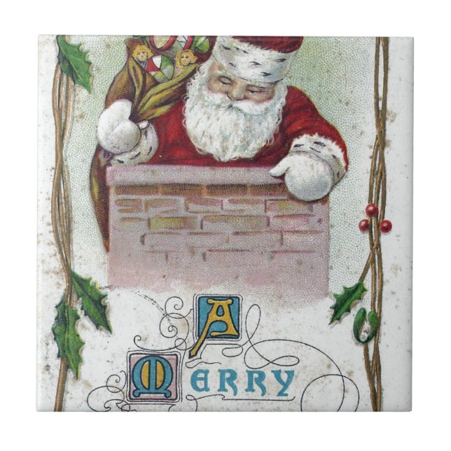 Carreau Vintage Noël Père Noël (Devant)