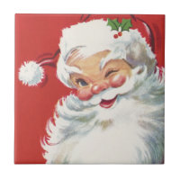 Vintage Noël Père Noël, Jolly et Winking