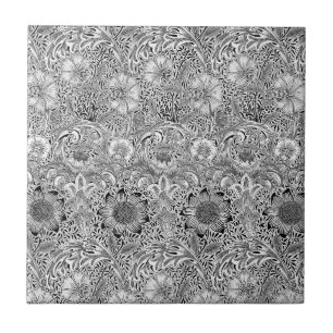 Carreau Vintage noir blanc William Morris's Corncockle