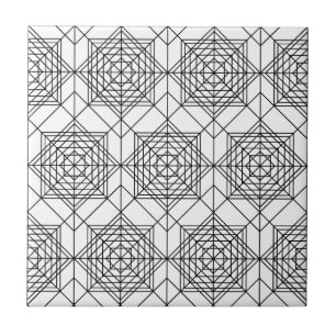 Carreau Vintage noir et blanc Motif linéaire - blanc
