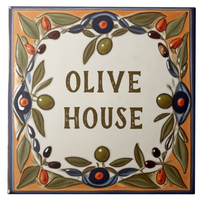 Carreau Vintage Olive Custom House Nom Plaque Plaque Signa (Devant)