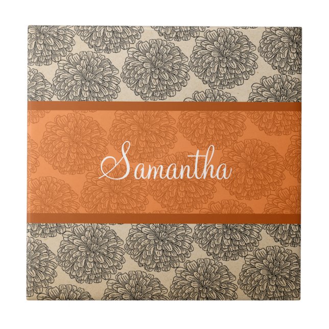 Carreau Vintage orange Zinnia (Devant)