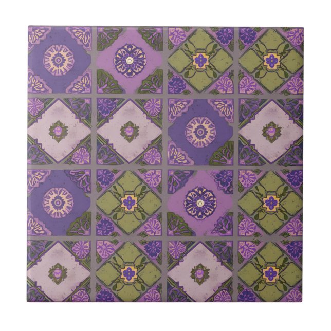 Carreau Vintage Patchwork Purple Lavande Vert (Devant)