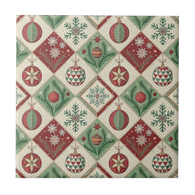 Carreau Vintage Patchwork Quilted Christmas Pattern (Devant)