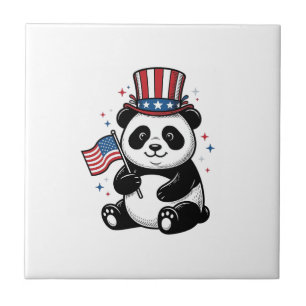 Carreau Vintage Patriote Panda Drapeau Chemise Design_1