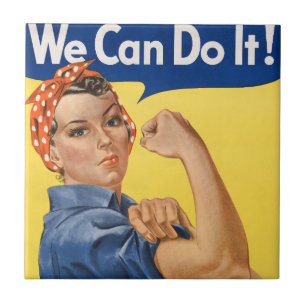 Carreau Vintage Patriotique Rosie le Riveter, Nous pouvons