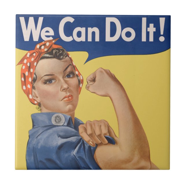Carreau Vintage Patriotique Rosie le Riveter, Nous pouvons (Devant)