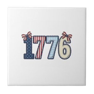 Carreau Vintage Patriotique Ruban de Chemise 1776 Design_1