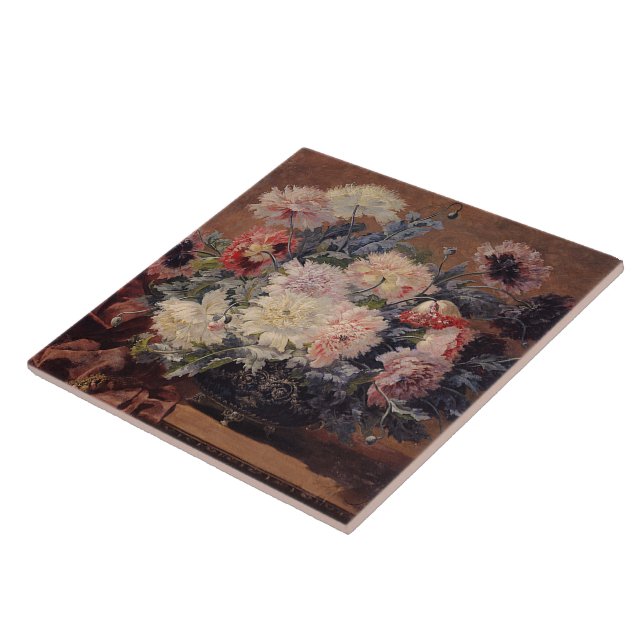 Carreau Vintage Paul Biva Panier de pivoines (Côté)