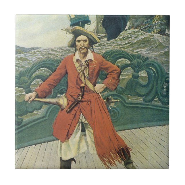 Carreau Vintage Pirates, capitaine Keitt par Howard Pyle (Devant)