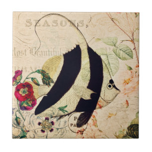 Carreau Vintage poisson ange Floral français