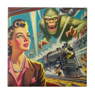 Carreau Vintage Pulp Sci-fi Illustration bizarre