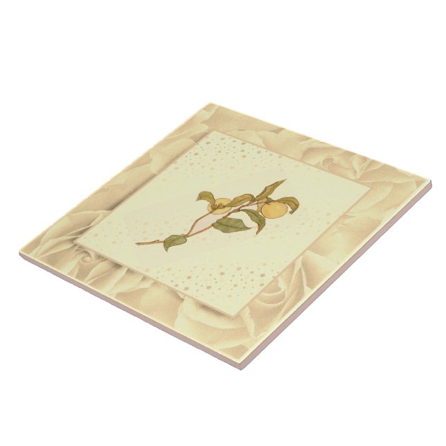 Carreau Vintage rose pâle vert et jaune (Côté)