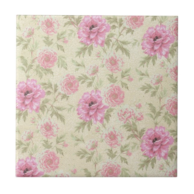 Carreau Vintage Rose rose rose floral (Devant)