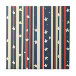 Carreau Vintage rouge, blanc et bleu avec étoiles (2)