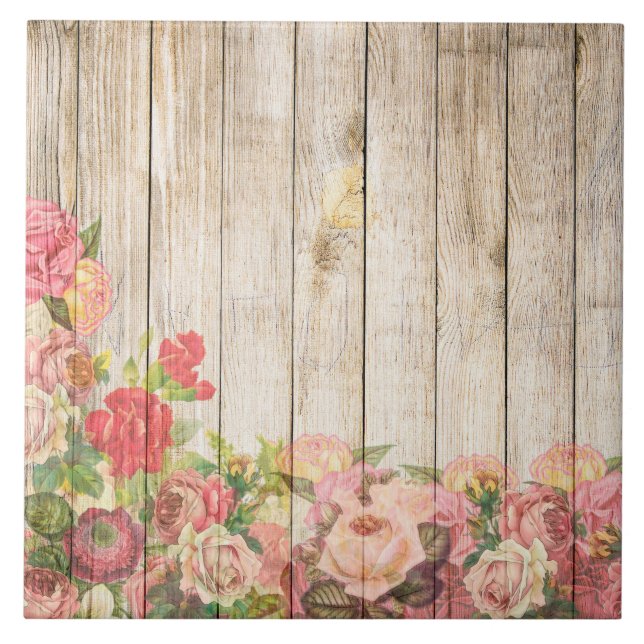 Carreau Vintage Russe Romantique Rose Bois (Devant)