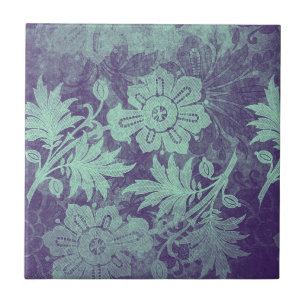 Carreau Vintage Sage Vert Violet Floral