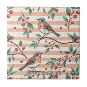 Carreau Vintage Sakura Cerry Blossom & Bird Aesthétiquemen