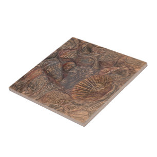 Carreau Vintage Sea Shells Ocean Beach Brown Nautique